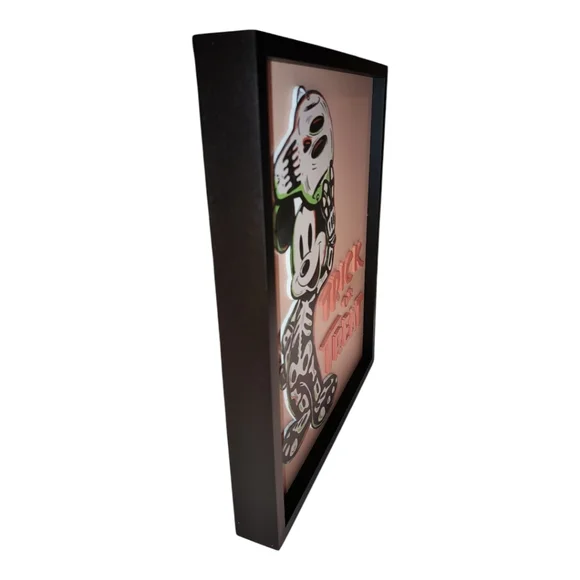 Mickey Mouse Halloween Skeleton Trick or Treat Wall Art - Black Frame NWT. - Picture 7 of 11